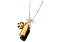 Memorial, memorial urn pendant, tree of life. gold.waterproof, stainless steel 10 x 28 mm