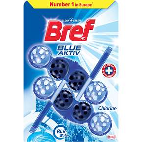 Bref WC Blue Aktiv Chlorine, toilet block in balls, colors water to blue shade 2 × 50 g