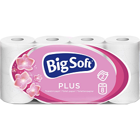 Big Soft Plus 2-ply toilet paper, 8 rolls, 17.6 m roll