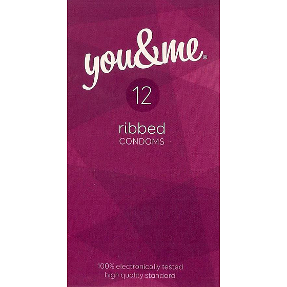 You & Me Ribbed knurled lubricated condom 12 pieces