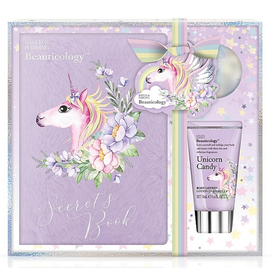 Baylis & Harding Unicorn Body Lotion 50 ml + Sparkling Bath Ball 75 g + Diary with lock with unicorn motif