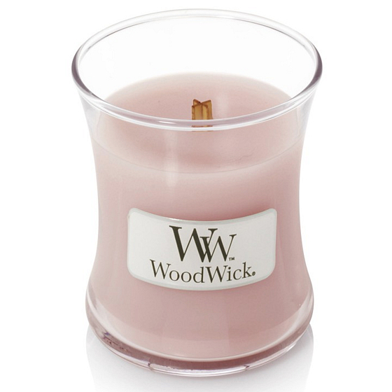 WoodWick Rosewood - Rosewood scented candle with wooden wick and lid glass small 85 g