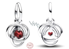 Charm Sterling Silver 925 Red Dark Circle Eternity January, Pendant Bracelet Symbol