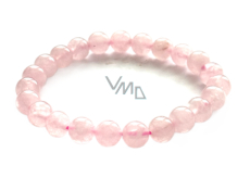 Rose quartz bracelet elastic natural stone, 8 mm bead / 16 - 17 cm, stone of love