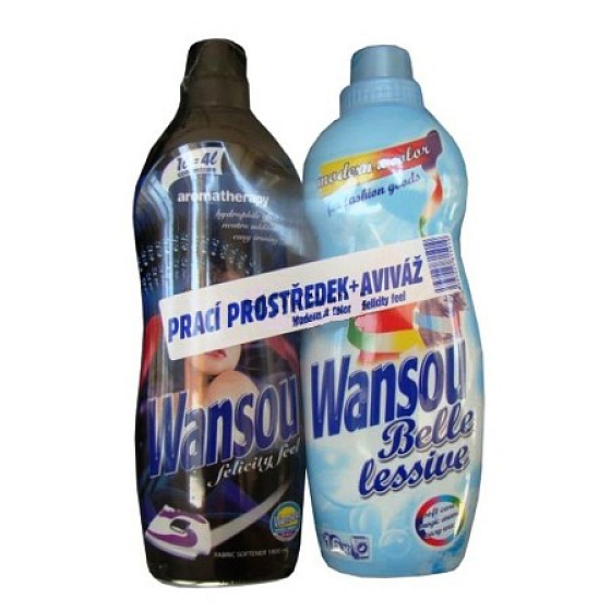 Wansou Modern & Color liquid detergent for colored laundry 2 l + Wansou Felicity fabric softener 1 l, Duo