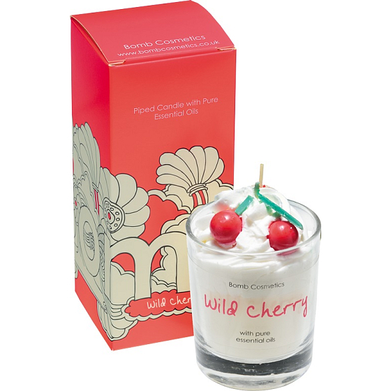 Bomb Cosmetics Wild cherries scented natural, handmade candle in glass burns for up to 35 hours
