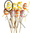 Yellow plastic egg, flowers 4 cm recess + skewers