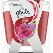 Glade Luscious Cherry & Peony with cherry and peony fragrance scented candle in glass, burn time up to 30 hours 70 g