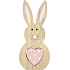 Wooden rabbit with pink heart 16 cm