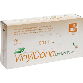Dona Vinyldona powder-free vinyl gloves, size L 100 pcs in box Dona Vinyldona powder-free vinyl gloves, size L 100 pcs in box