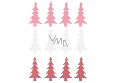 Wooden trees White, pink, red 4 cm 12 pieces in bag