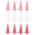 Wooden trees White, pink, red 4 cm 12 pieces in bag