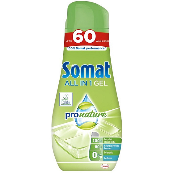 Somat All in 1 Pronature dishwasher gel with natural ingredients 60 doses 1080 ml