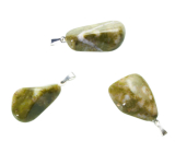 Epidot Troml pendant natural stone M, approx. 3,5 cm, heart healing stone