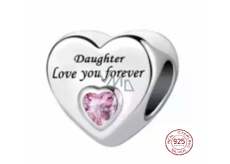 Charm Sterling Silver 925 Daughter Loves You Forever Heart, Bead for Family Bracelet
