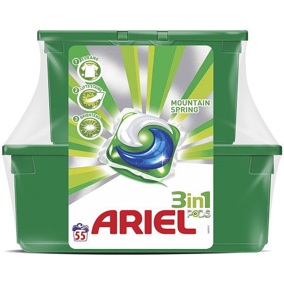 Ariel 3in1 Mountain Spring gel capsules for washing clothes 23 pieces + 32 pieces