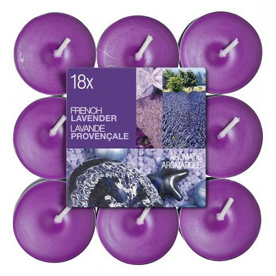Bolsius Aromatic French Lavender - French Lavender scented tea candles 18 pieces, burning time 4 hours
