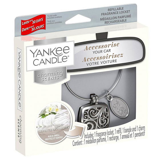 Yankee Candle Fluffy Towels - Fluffy car fragrance towels metal silver tag Charming Scents set Square 13 x 15 cm, 90 g
