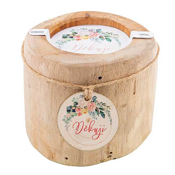 Bohemia Gifts Scented candle in teak wood Thank you 11 cm
