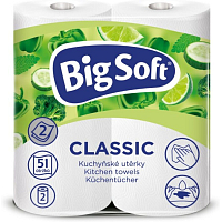 Big Soft Classic 2-ply kitchen paper towels, 2× 51 sheets, 2 rolls