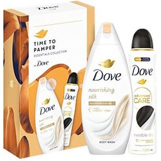 Dove Time To Pamper Nourishing Silk nourishing shower gel 250 ml + Advanced Care Invisible Dry antiperspirant deodorant spray 150 ml, cosmetic set for women