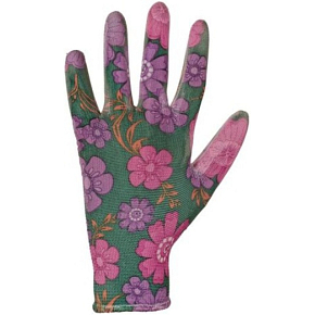 Leiva work gloves dipped in polyurethane with floral print, size 8, 1 pair