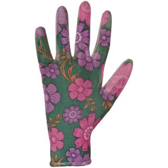 Leiva work gloves dipped in polyurethane with floral print, size 8, 1 pair