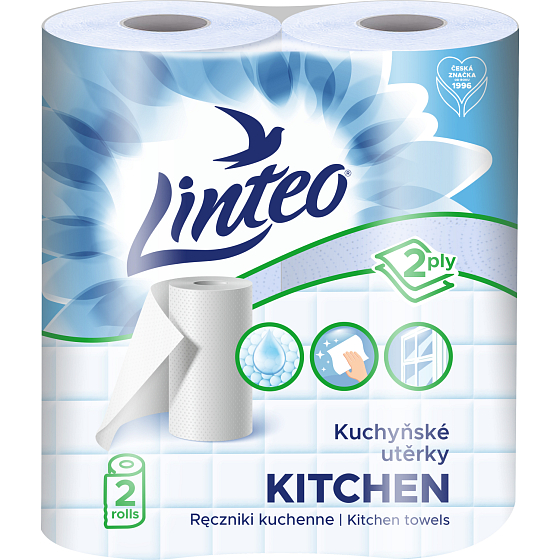 Linteo 2-ply kitchen paper towels, 2× 10 m, 2 rolls