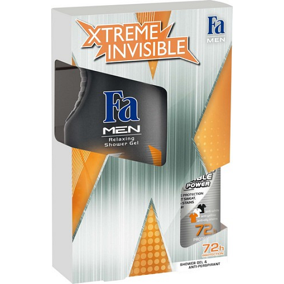 Fa Men Xtreme Invisible shower gel 400 ml + deodorant spray 150 ml, cosmetic set