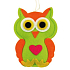 Felt owl with a heart 10 cm