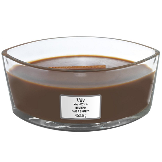 WoodWick Humidor - Cigar case scented candle with wooden wide wick and lid 453 g