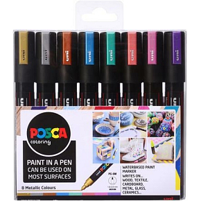 Posca Universal acrylic marker set 1,8 - 2,5 mm Mix of metallic colours 8 pieces PC-5M