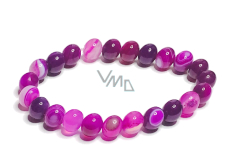 Agate pink lace bracelet elastic natural stone, ball 8 mm / 16 - 17 cm
