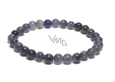 Iolite / Cordierite bracelet elastic natural stone, ball 6 mm / 16 - 17 cm, Viking stone - compass