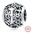 Sterling silver 925 Magic alphabet letter I with flowers, bead for bracelet