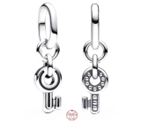 Charm Sterling silver 925 Keyring - Mini medallion, love bracelet pendant