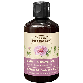 Green Pharmacy Bath and Shower Oil with Damask Rose and White Musk 250 ml