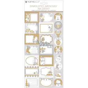 Self-adhesive gift tags with glitters white-gray 18 x 40 cm 23 pieces