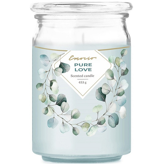 Emocio Pure Love scented candle glass with glass lid 453 g 93 x 142 mm
