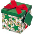 Angel Folding gift box with Christmas ribbon white with green ribbon 10 x 10 x 10 cm 1 piece