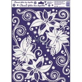 Glue-free window foil corner with rainbow glitter poinsettia 42 x 30 cm