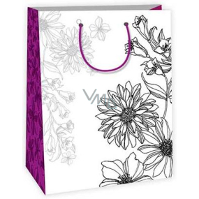 Ditipo Gift paper bag for painting 22 x 10 x 29 cm white, flowers Kreativ 40