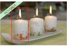 Lima Bunnies in the grass orange candle white cylinder 50 x 70 mm 1 piece