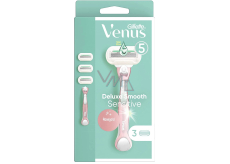 Gillette Venus Sensitive Rose Gold Razor with Metal Handle + 3 Replacement Blades for Women