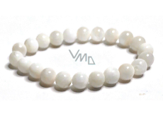 Moonstone white bracelet elastic natural stone, bead 8 mm / 16-17 cm, stone of destiny
