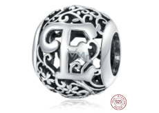 Sterling silver 925 Magic alphabet letter E with flowers, bead for bracelet