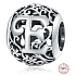 Sterling silver 925 Magic alphabet letter E with flowers, bead for bracelet