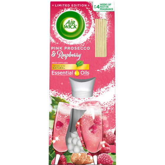 Air Wick Reed Diffuser Essential Oils Pink Prosecco & Raspberry - Pink Prosecco & Raspberry Scented Sticks Air Freshener 25 ml