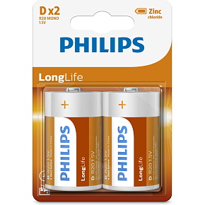 Philips Longlife Batteries 2 pcs D R20 mono 1.5V