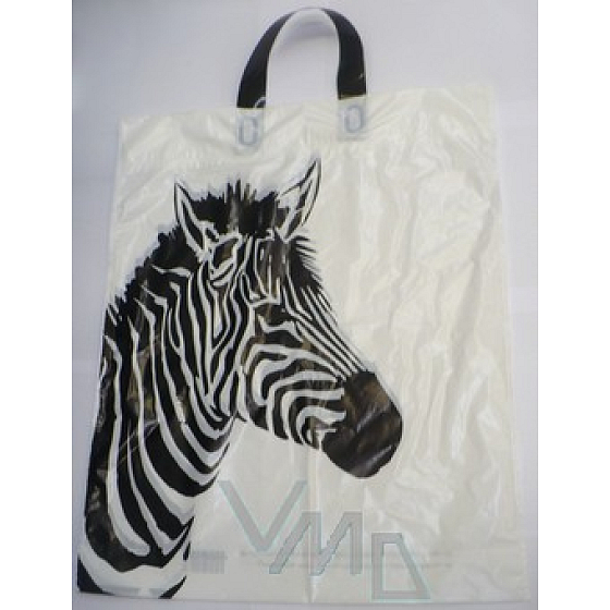 Press Plastic bag 47 x 38 cm white with Zebra handle 1 piece